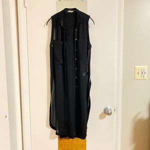 Helmut Lang Black Long Sleeveless Cardigan